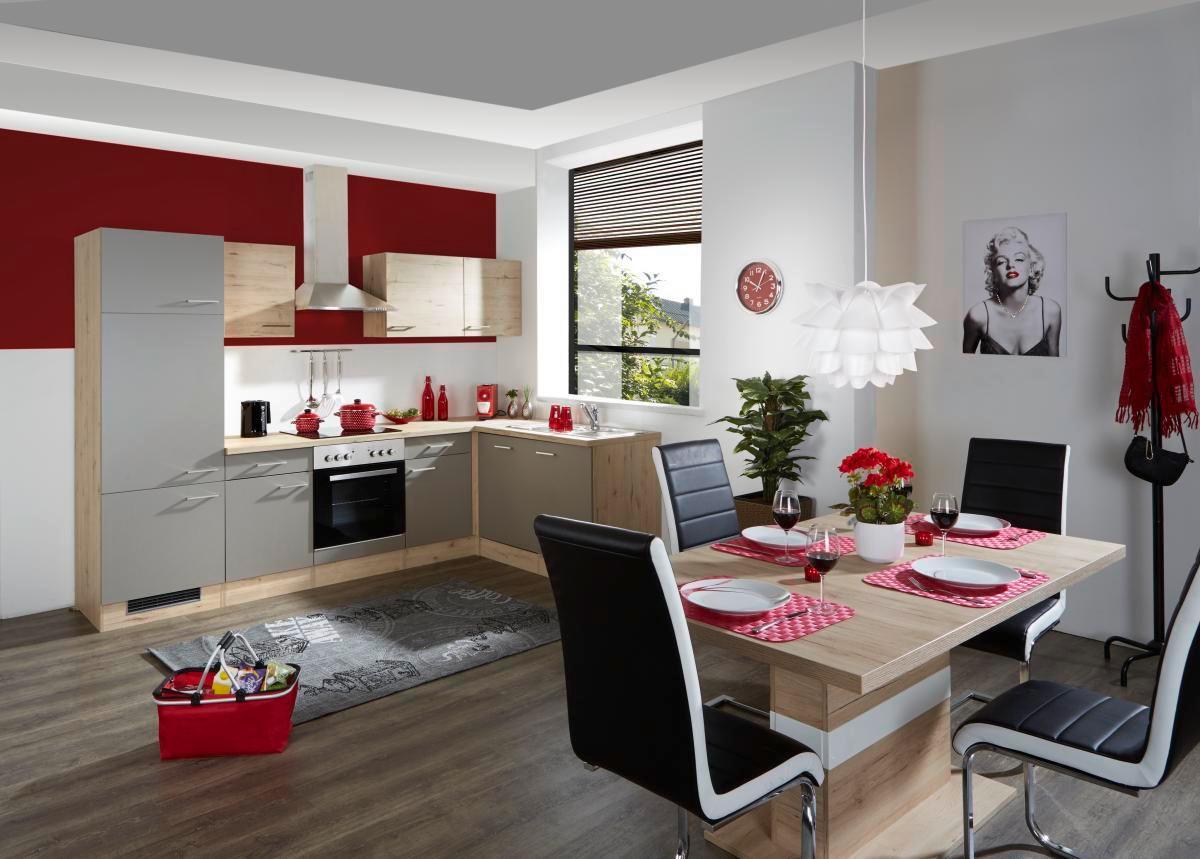 Eckküche Riva mit Geräten 280x170 cm Champagner/Eiche - Eichefarben, MODERN, Holzwerkstoff (280/170cm) - FlexWell
