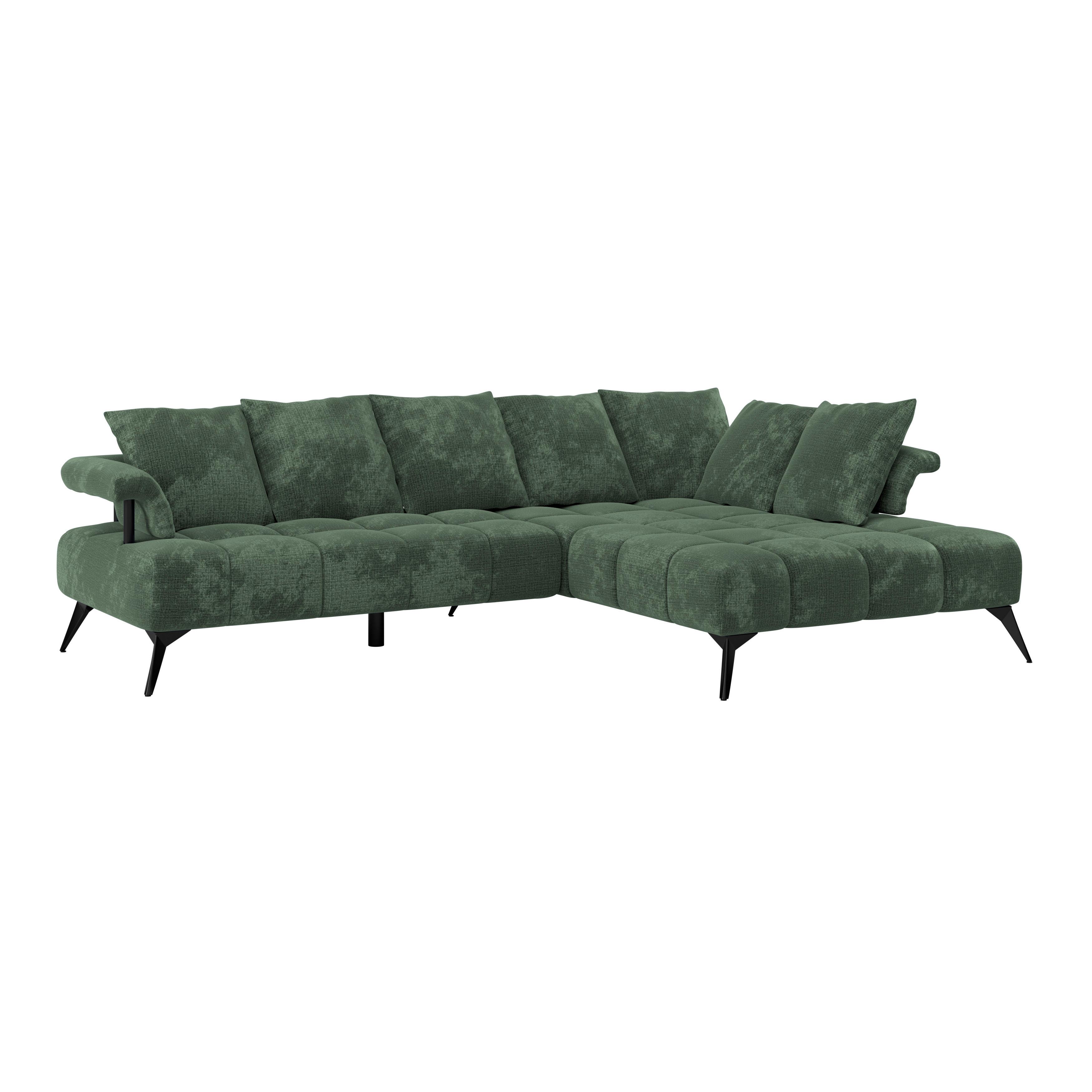 Ecksofa Vanessa New - Schwarz/Grün, MODERN, Textil (297/200cm)