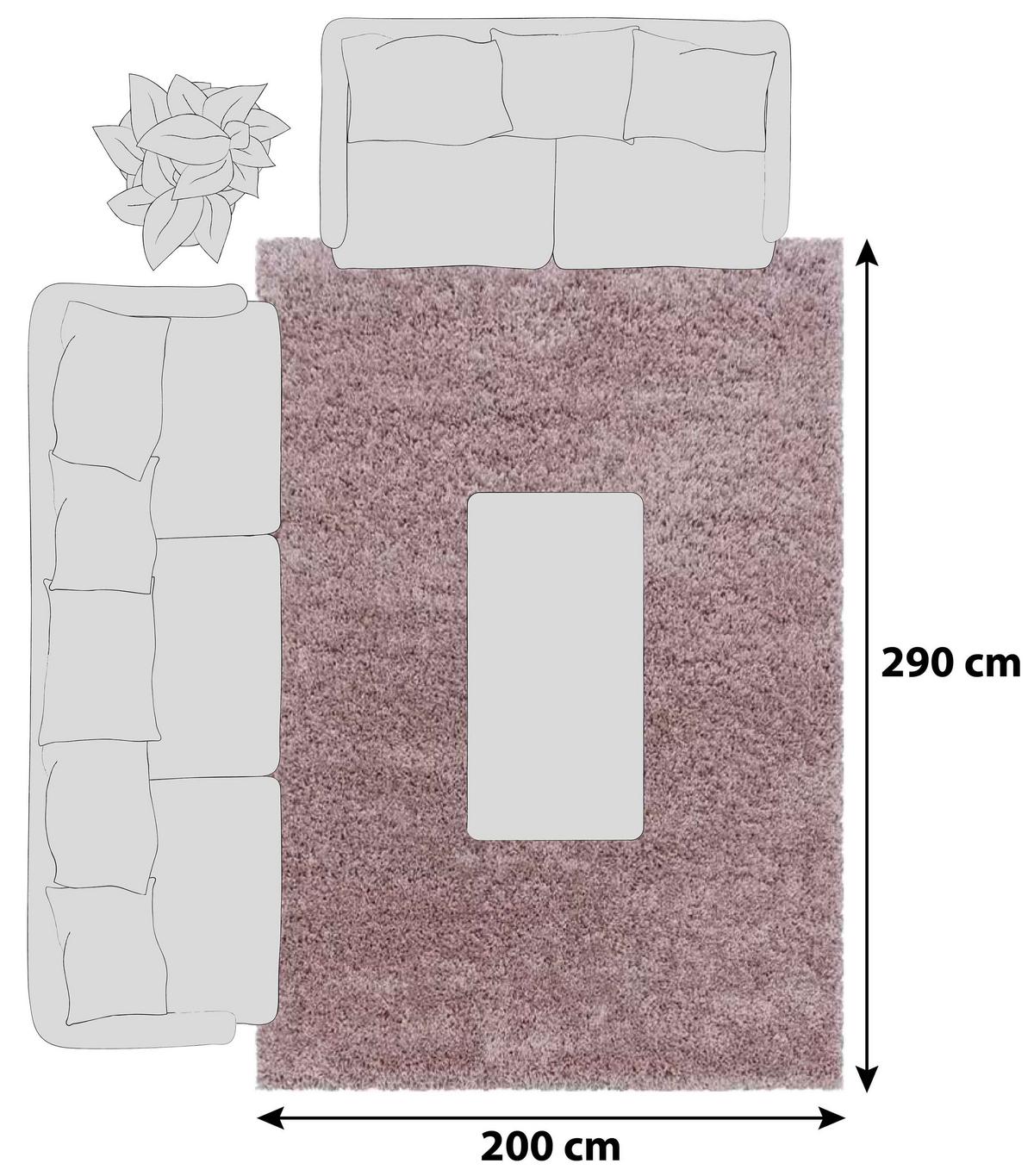 Hochflor Teppich Rosa Naturfaser Sydney 200x290 cm - Rosa, Basics, Textil (200/290cm)
