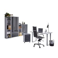 Büro Office Edition Grau/anthrazit Hochglanz - Anthrazit Hochglanz/Grau, MODERN, Holzwerkstoff/Metall - MID.YOU