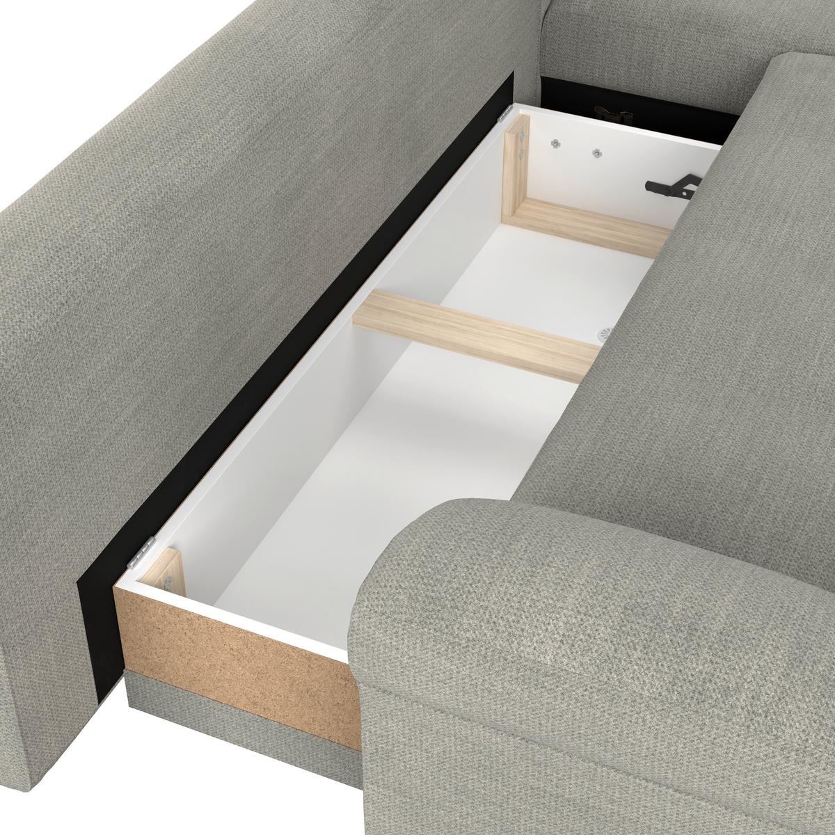 Ecksofa mit Schlaffunktion Mendoza new Chenille 309x197cm - Schwarz/Grau, KONVENTIONELL, Textil (309/197cm) - Ondega