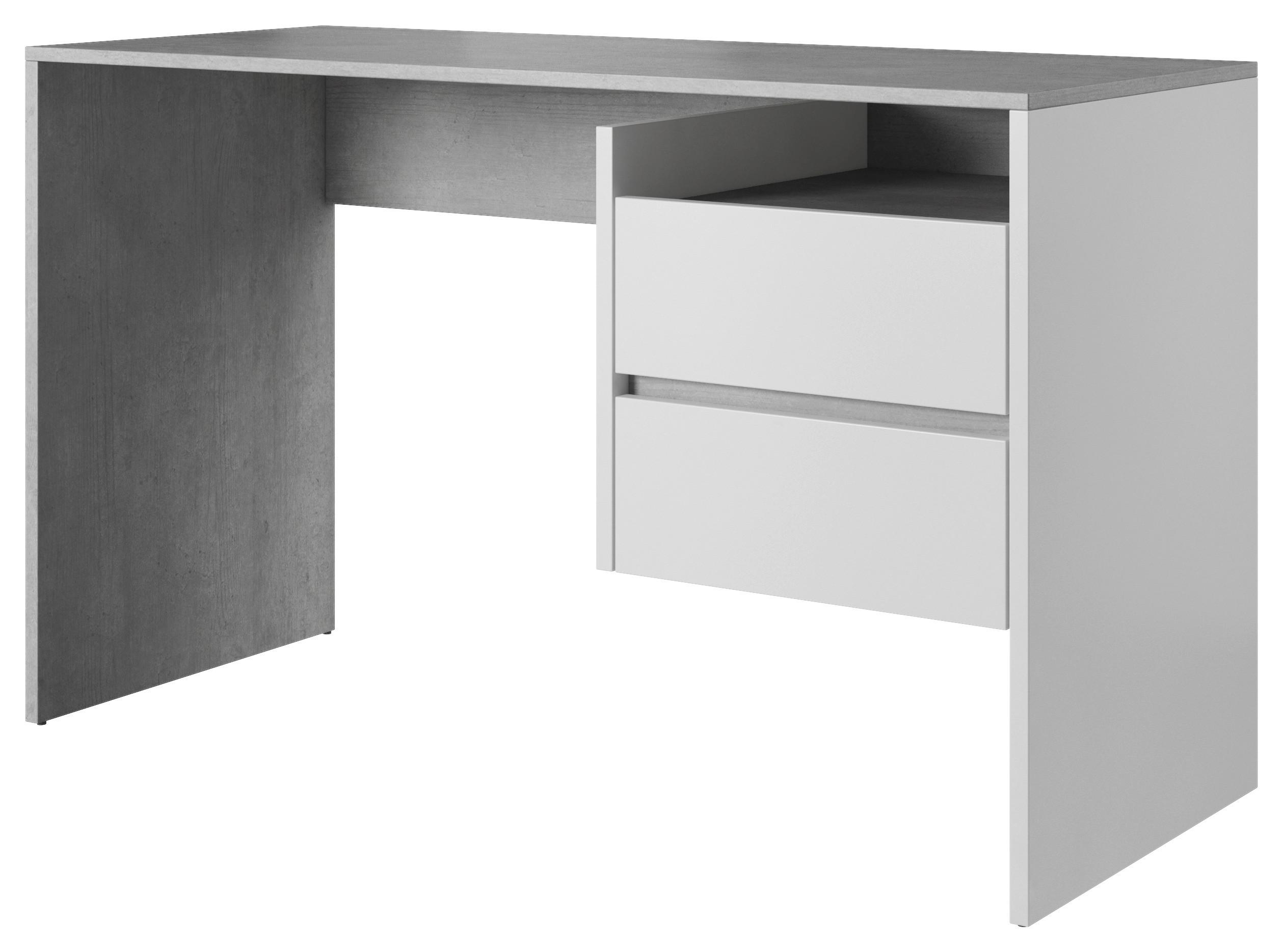 Písací stôl PACO 3 biela/dekor beton - biela, Basics, kompozitné drevo (125/51,6/75,5cm) - P & B