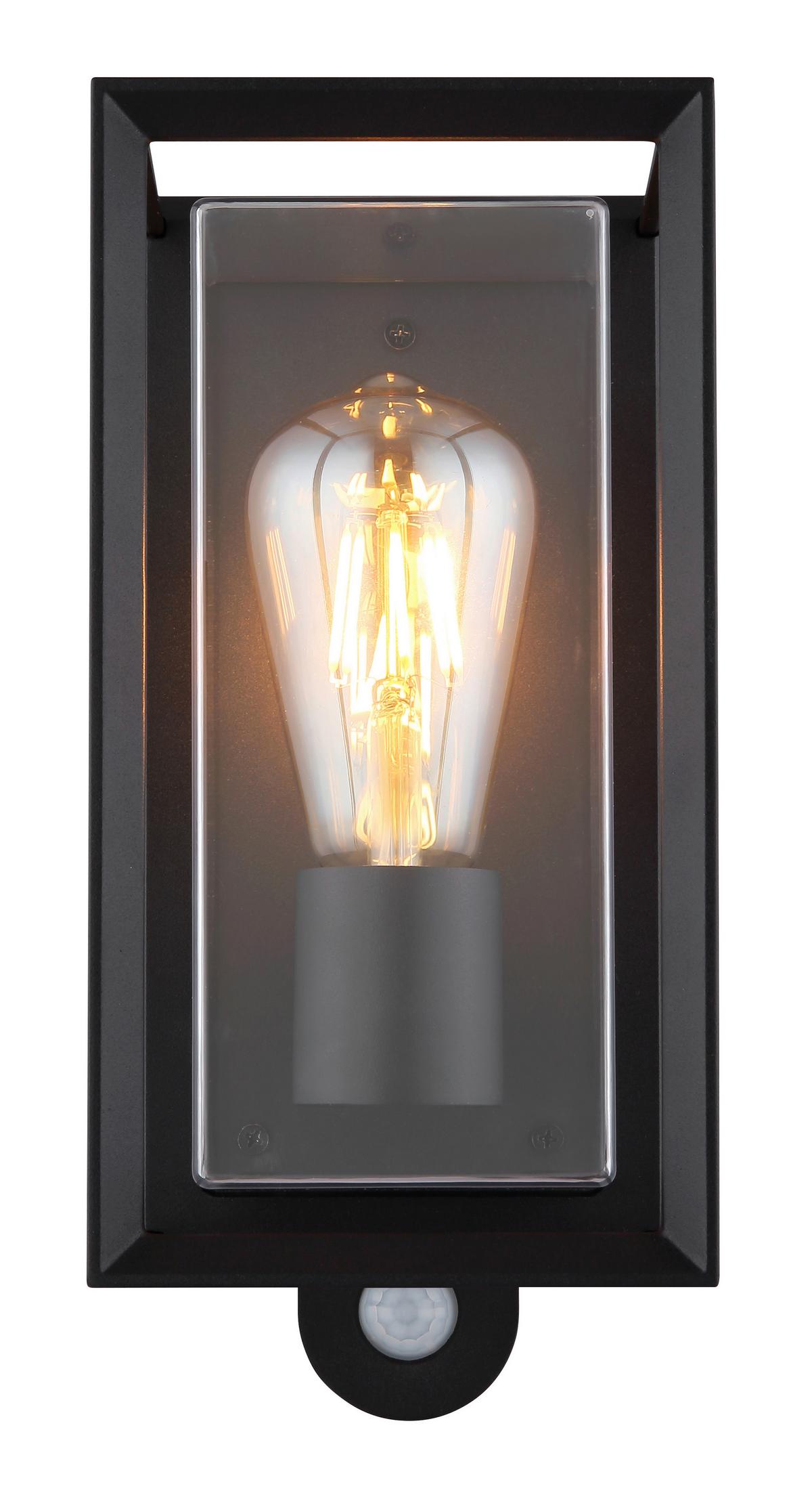 Außenleuchte 31982ss Sensor - Klar/Schwarz, KONVENTIONELL, Kunststoff/Metall (13/28/12,2cm) - Globo