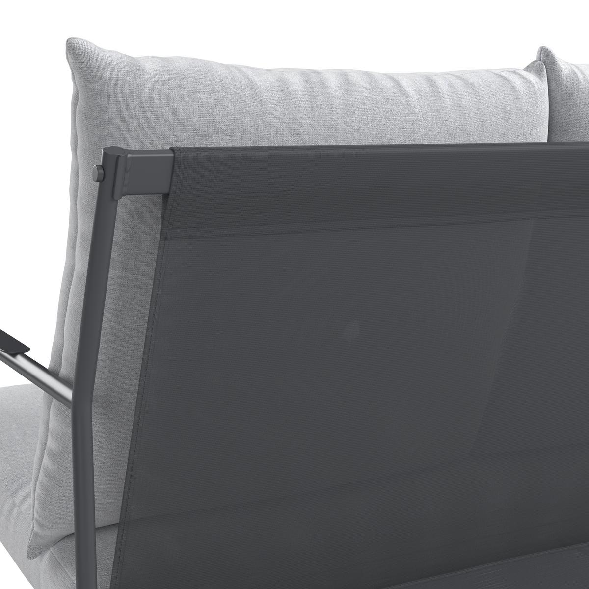 Loungegarnitur Nizza - Dunkelgrau/Hellgrau, MODERN, Textil/Metall (114/75/70cm) - Beldano