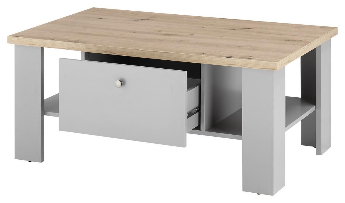 Couchtisch Chambord Hellgrau/Eiche Dekor B: 107cm - Eichefarben/Hellgrau, Design, Holzwerkstoff (107/46/67cm) - MID.YOU