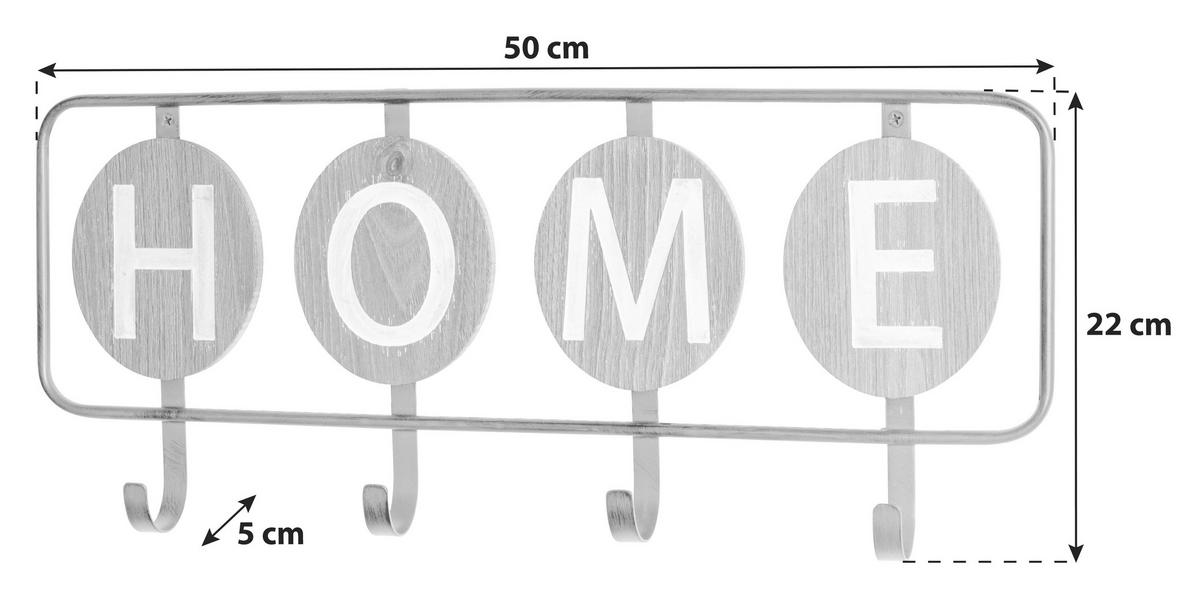 Hakenleiste Mila - Eichefarben/Schwarz, MODERN, Holzwerkstoff (50/22/5cm)