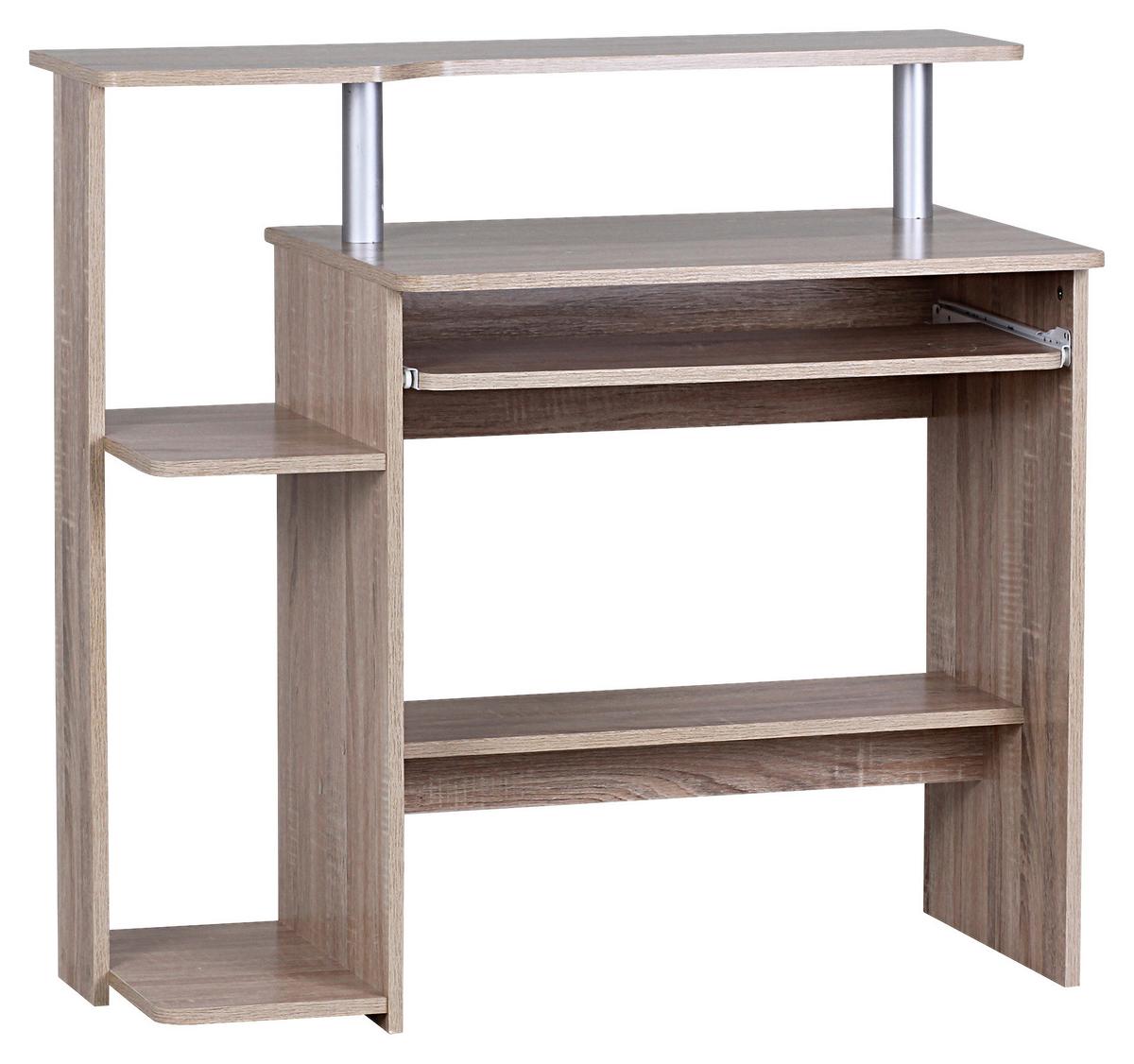 Computertisch mit Ablagefächer B 94cm H 90cm, Eichedekor - Sonoma Eiche, KONVENTIONELL, Holzwerkstoff (94/48/90cm) - MID.YOU