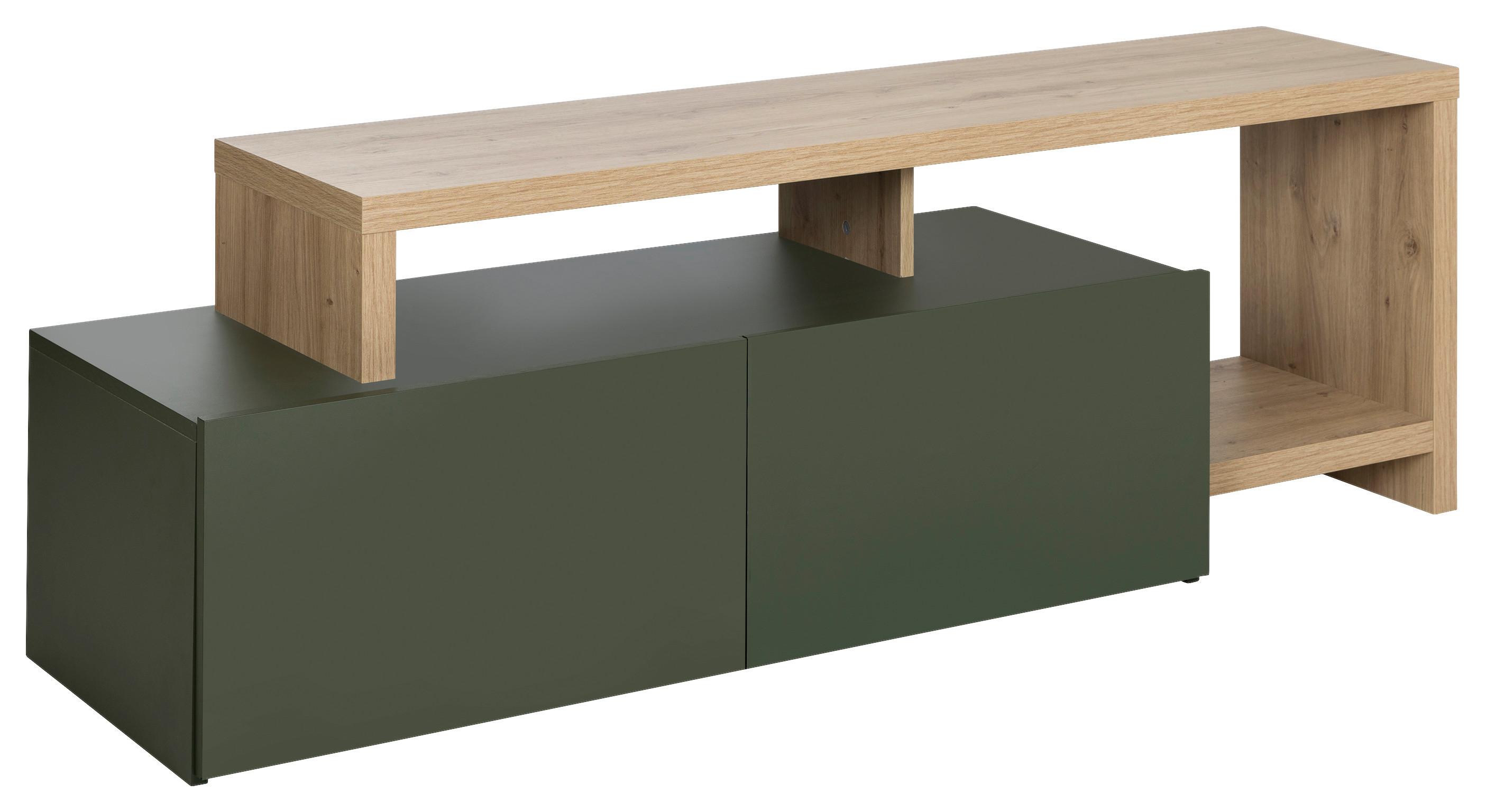 Tv-element Craft Eiche Artisan Dek/grün,b:155cm - Schwarz/Eiche Artisan, Basics, Holzwerkstoff (155/50/45cm) - Livetastic