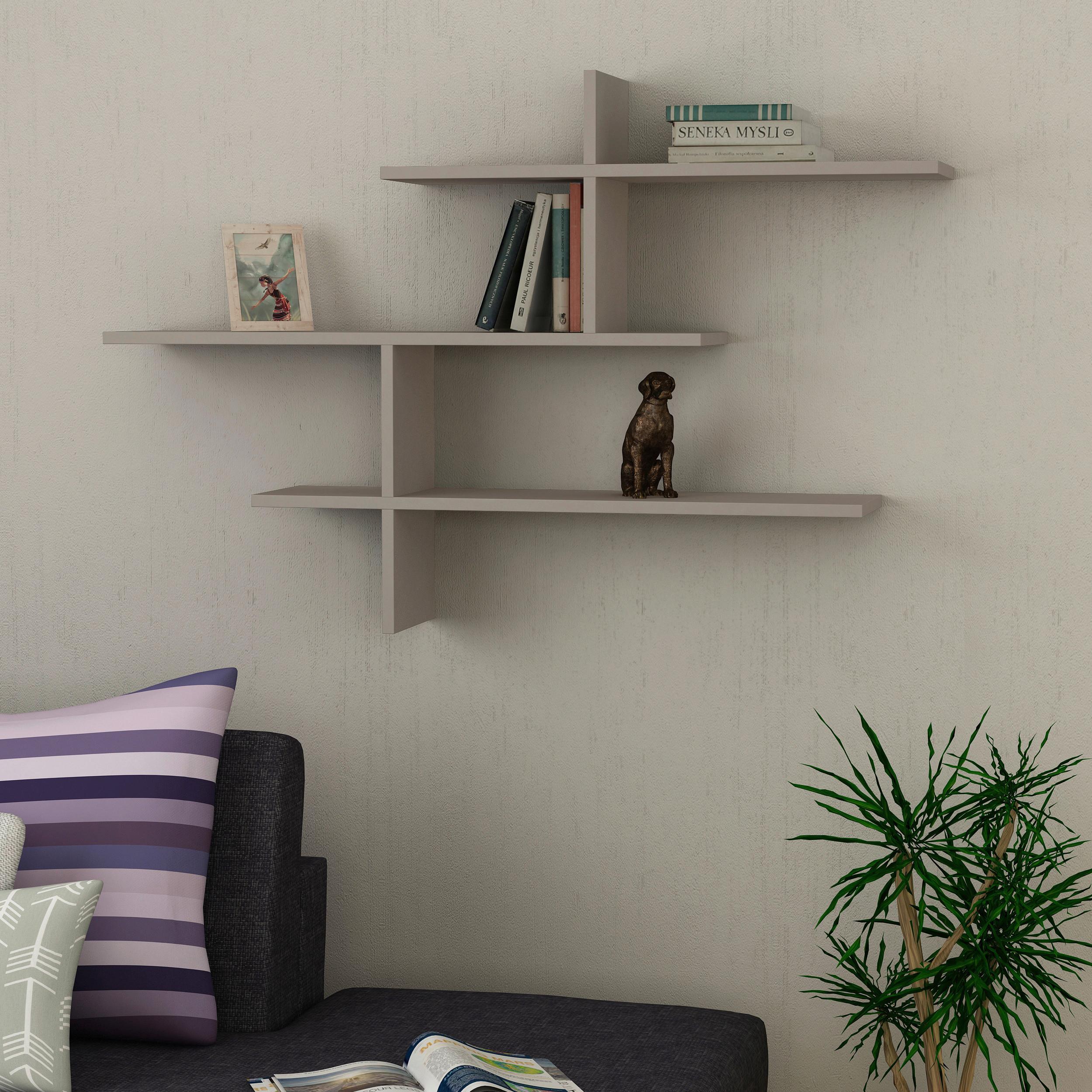 Wandregal Leo Regal - Beige, Design, Holzwerkstoff (123/81/22cm) - Livetastic