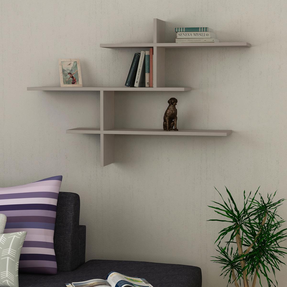 Wandregal Leo Regal - Beige, Design, Holzwerkstoff (123/81/22cm) - Livetastic