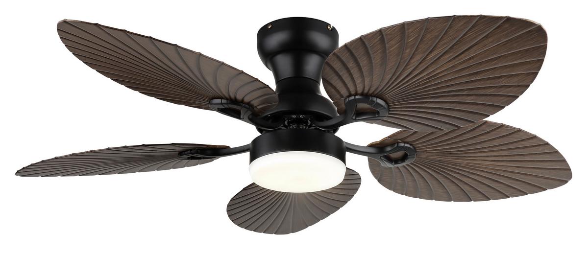 Deckenventilator Opal Schwarz D: 107 cm - Opal/Schwarz, KONVENTIONELL, Kunststoff/Metall (107/28,5cm) - Globo