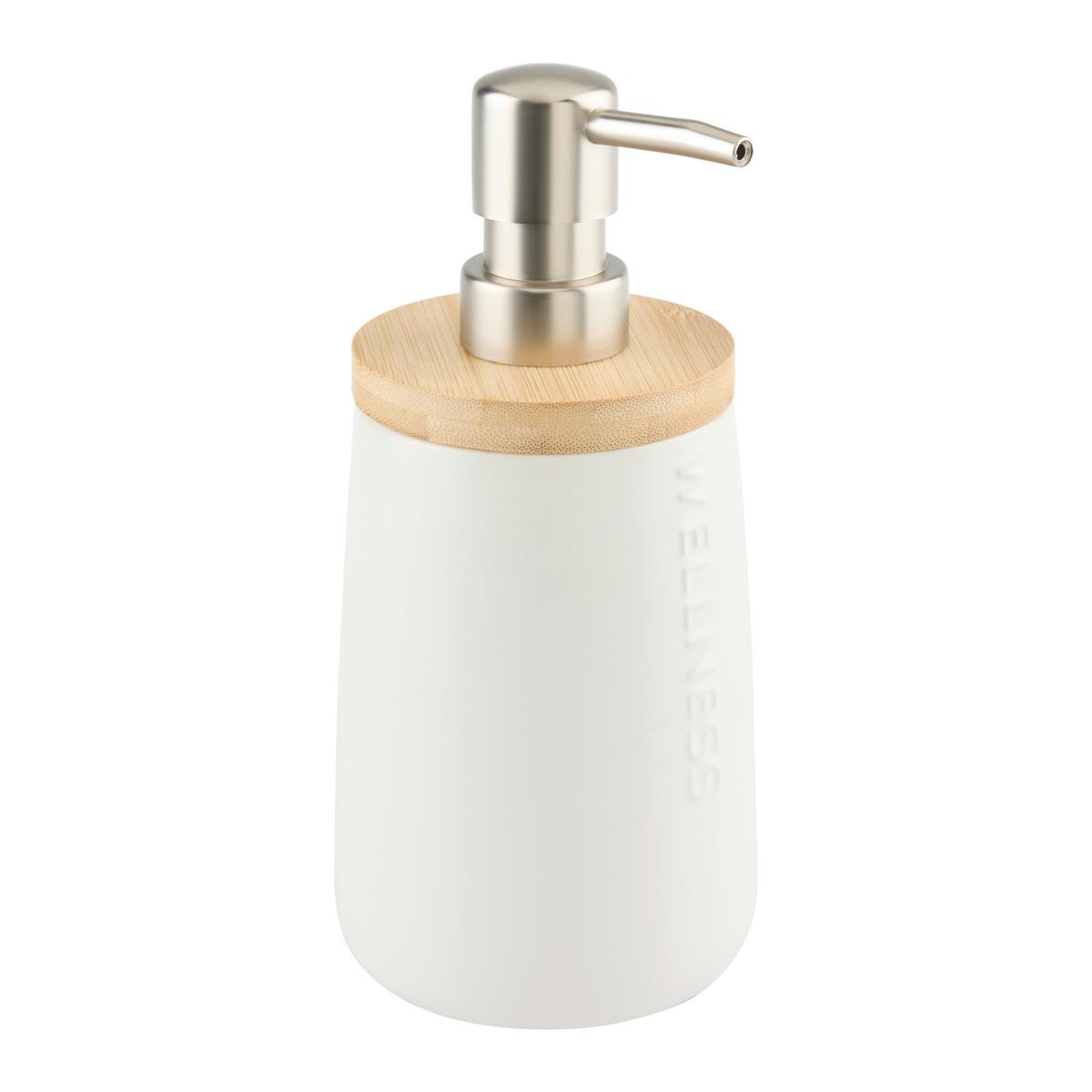 Dávkovač mýdla EDNA - bílá/přírodní barvy, Moderní, plast/přírodní materiály (8,5cm) - Mömax