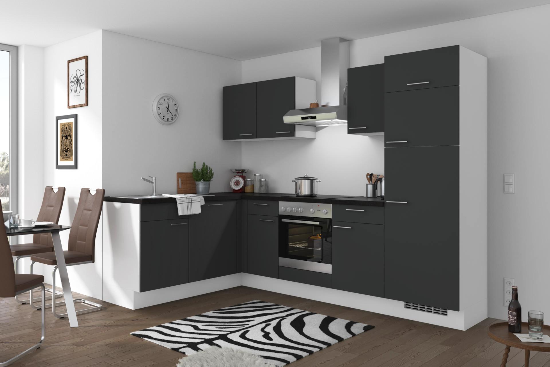 Eckküche im modernen Hell-Dunkel-Kontrast