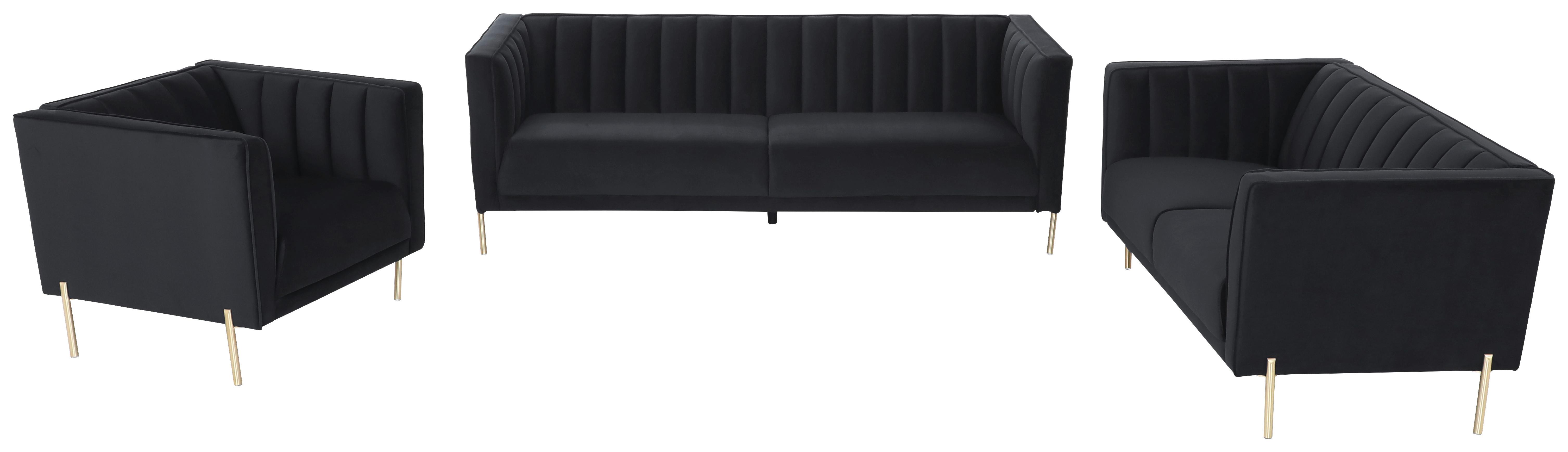 Sessel Sono - Goldfarben/Schwarz, Design, Textil (101/75/85cm) - Livetastic