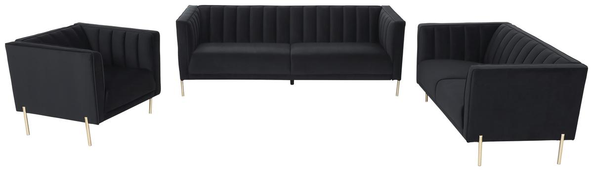 Sessel Sono - Goldfarben/Schwarz, Design, Textil (101/75/85cm) - Livetastic