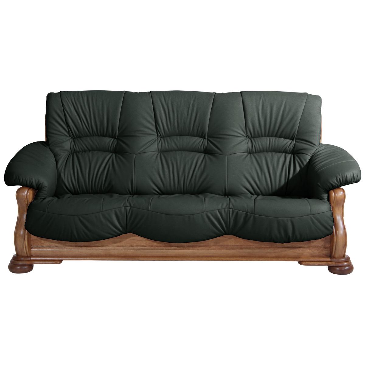 3-sitzer-sofa Tennessee Dunkelgrün Echtleder - Dunkelgrün/Eichefarben, LIFESTYLE, Leder/Holz (205/95/95cm) - Max Winzer