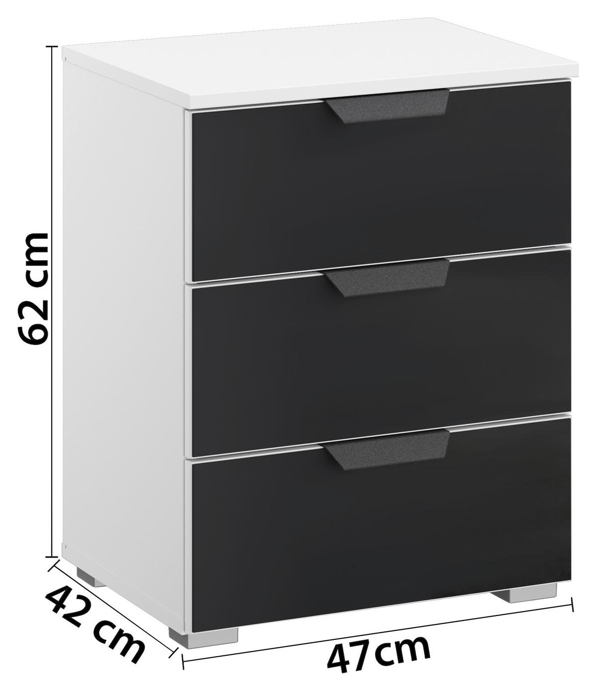 Nachtkästchen Artemis Weiß/anthrazit, H: 62cm - Anthrazit/Alufarben, MODERN, Glas/Holzwerkstoff (47/62/42cm) - Rauch Möbel