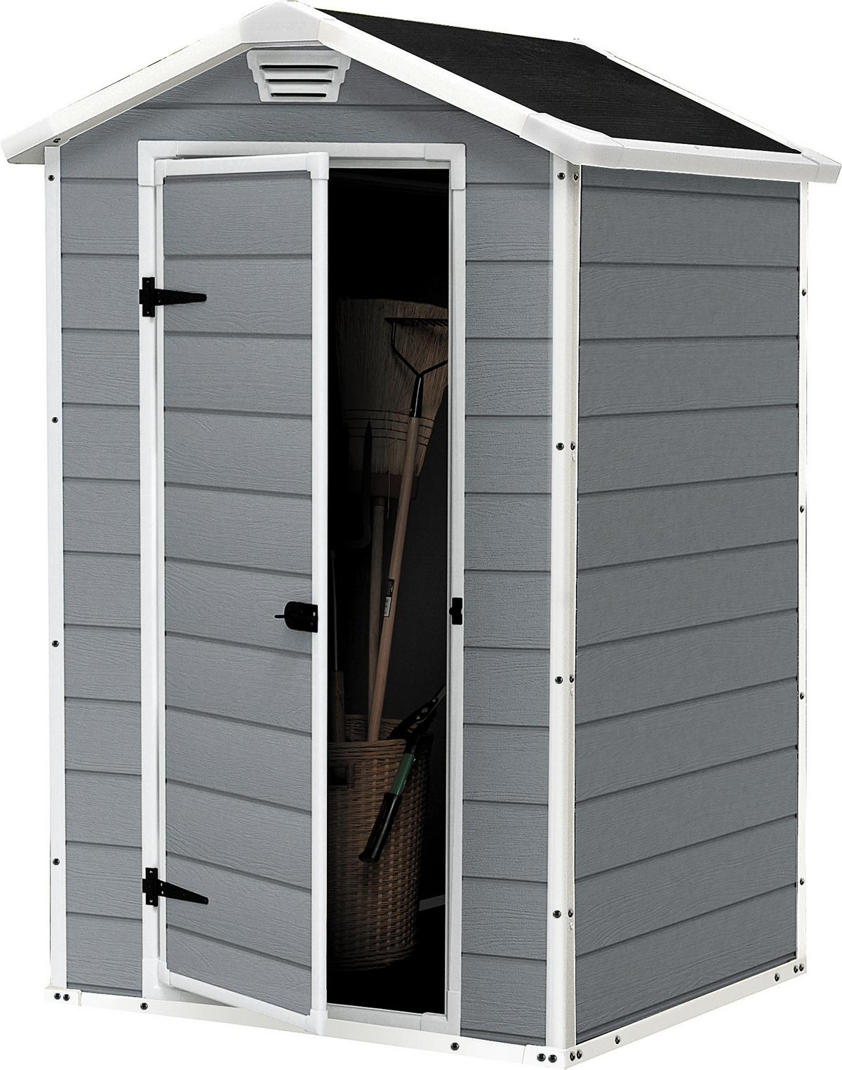 Záhradný domček MANOR 4X3 - sivá/biela, Modern, plast (128/196/103cm) - Mömax