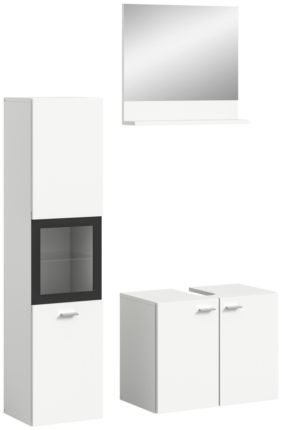 Badezimmer Boston Weiß B: 87 cm - Silberfarben/Weiß, MODERN, Glas/Holzwerkstoff (87cm) - MID.YOU