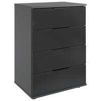 Nachkästchen Graphitfarben H: 74 cm Saigon - Klar/Schwarz, MODERN, Glas/Holzwerkstoff (52/74/38cm) - MID.YOU