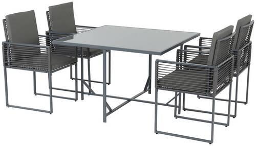 Gartengarnitur 5-tlg. Rhodos Metall/kunststoff/textil/glas