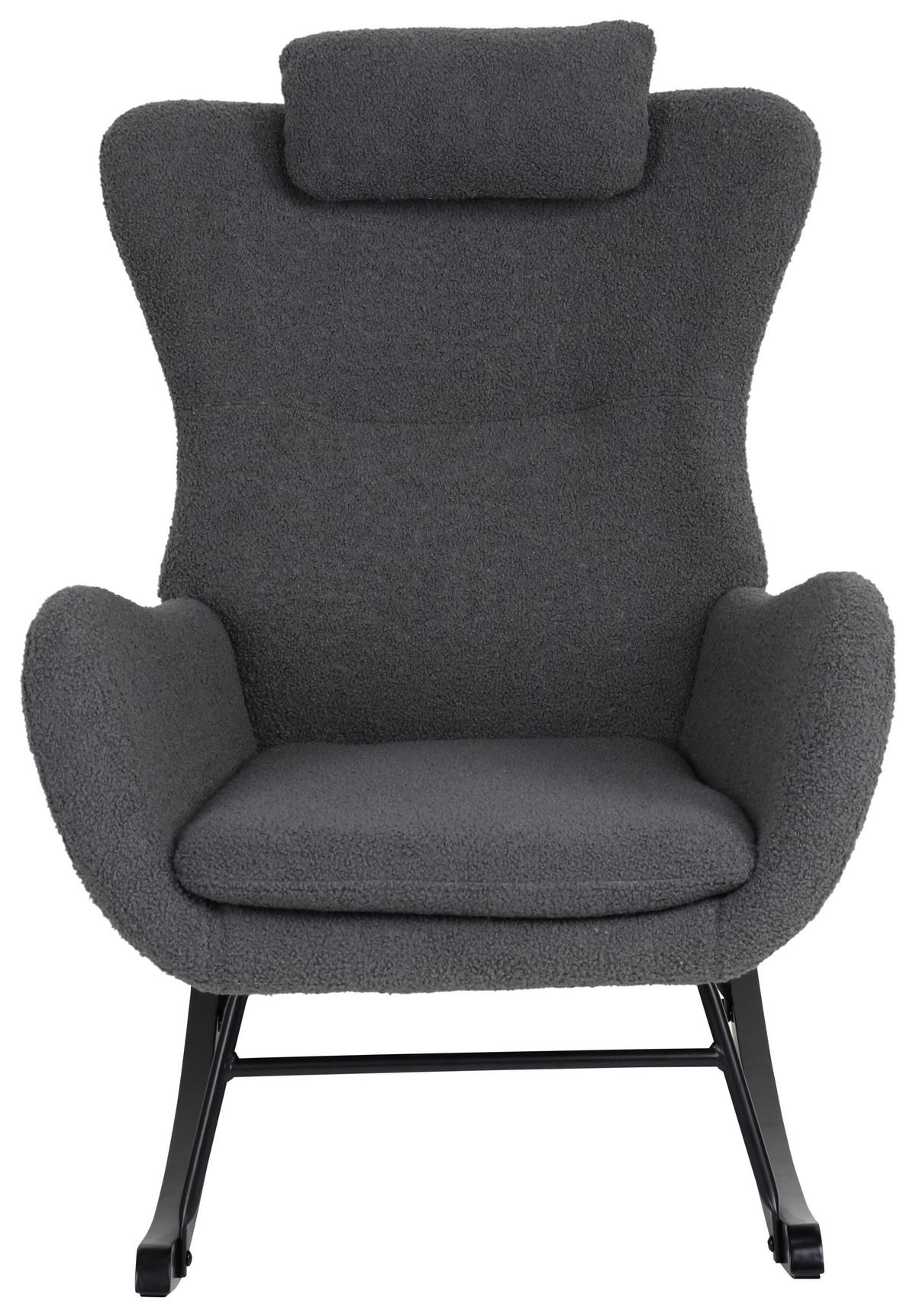 Schaukelsessel Teddy Teddy Grau, B: 66 Cm - Schwarz/Grau, MODERN, Holz/Textil (66/90/85cm)