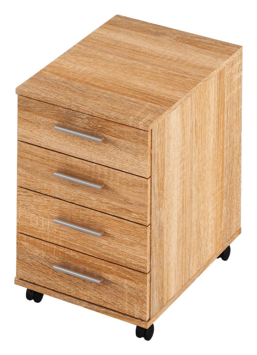 Kontajner AUREL - farba duba/hliníková, Modern, kompozitné drevo/plast (42,6/61,5/56cm)