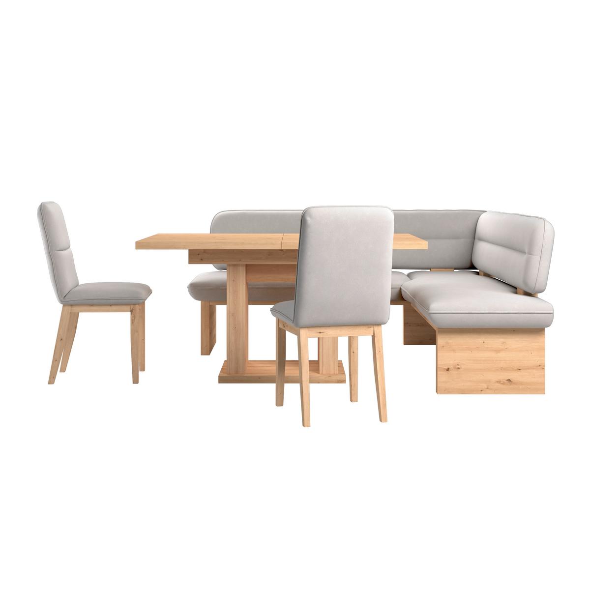 Eckbank Beluna Ii Wesbstoff Beige, B: 192cm - Eichefarben/Beige, KONVENTIONELL, Holz/Textil (192/170cm) - James Wood