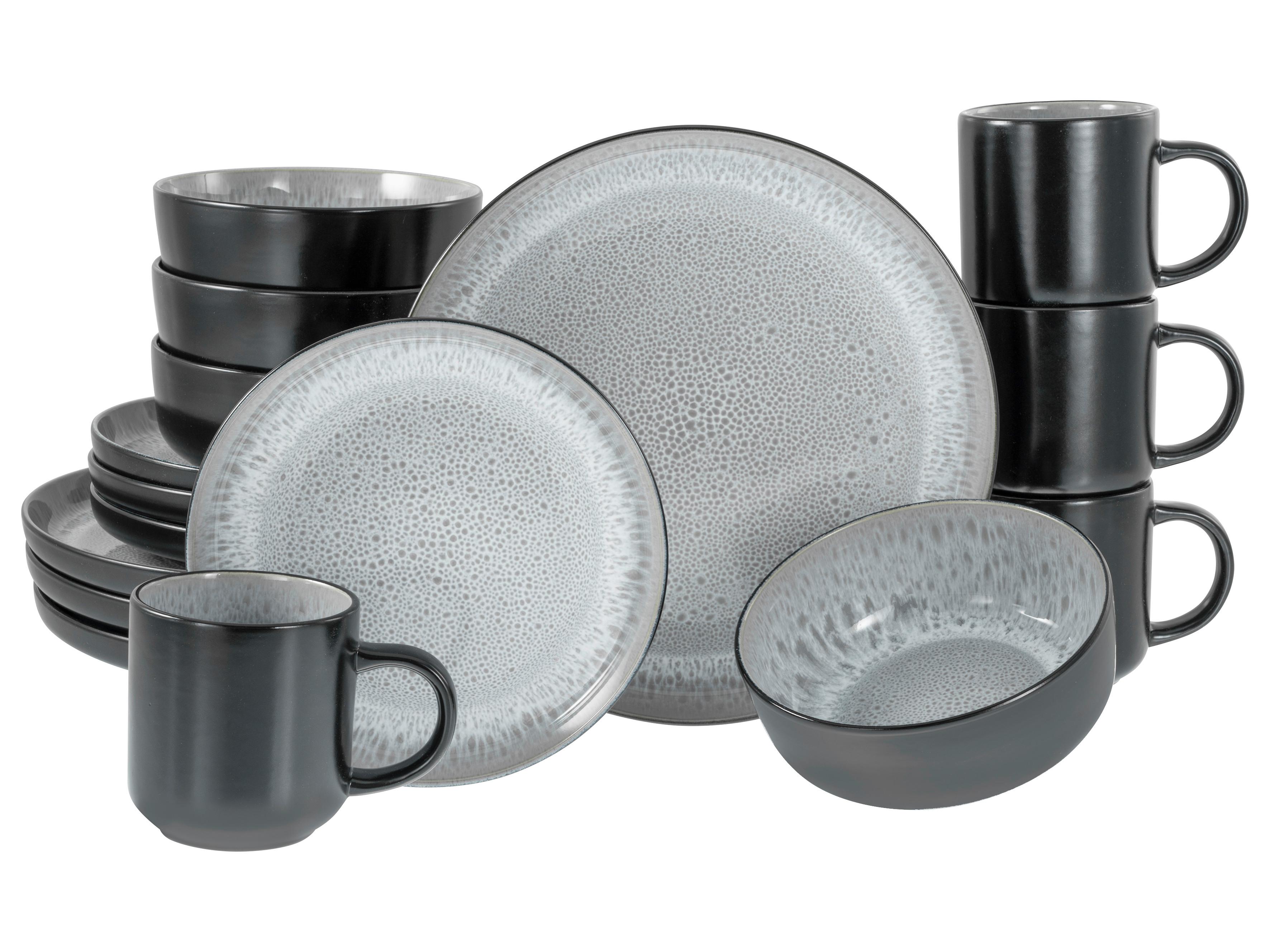 Kombiservice Nordic Fjord Schwarz, Hellgrau L: 38 cm - Hellgrau/Schwarz, Basics, Keramik - Creatable