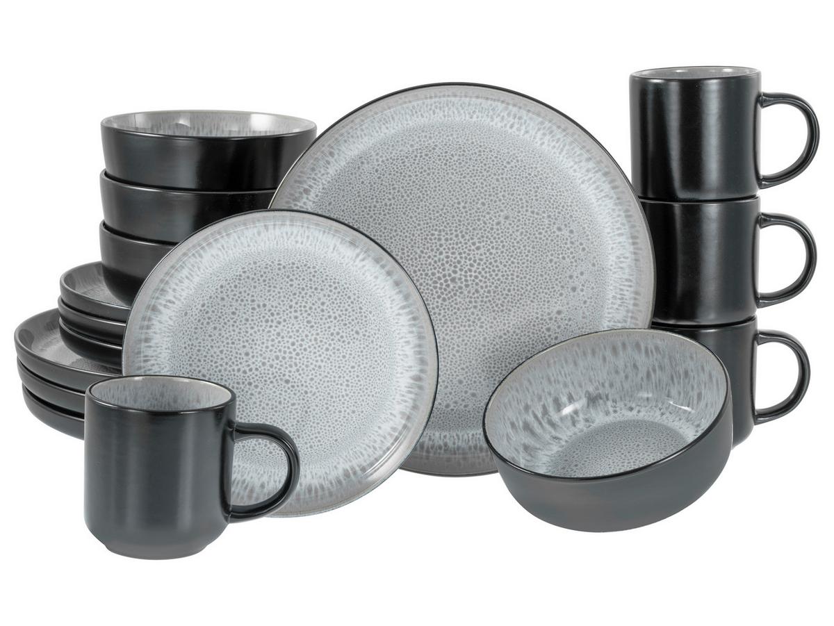 Kombiservice Nordic Fjord Schwarz, Hellgrau L: 38 cm - Hellgrau/Schwarz, Basics, Keramik - Creatable