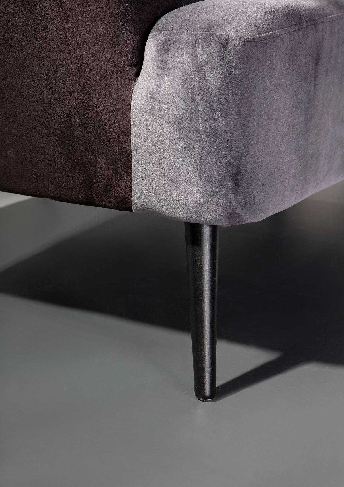 2-Sitzer-Sofa Kelly Dunkelgrau Flachgewebe - Dunkelgrau/Schwarz, KONVENTIONELL, Textil (170/83/70cm) - Livetastic