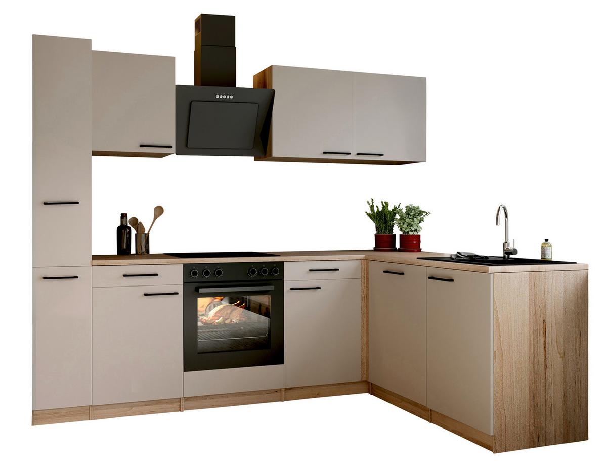 ECKKÜCHE Merle, Kaschmir S: 250x172cm - Kaschmir/Eichefarben, Trend, Holzwerkstoff (250/172cm) - Respekta