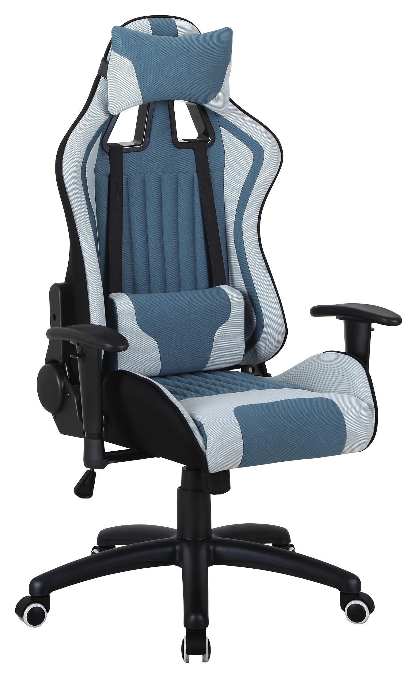 Chefsessel Martin - Blau/Hellgrau, MODERN, Holzwerkstoff/Kunststoff (64/122-132/60cm)