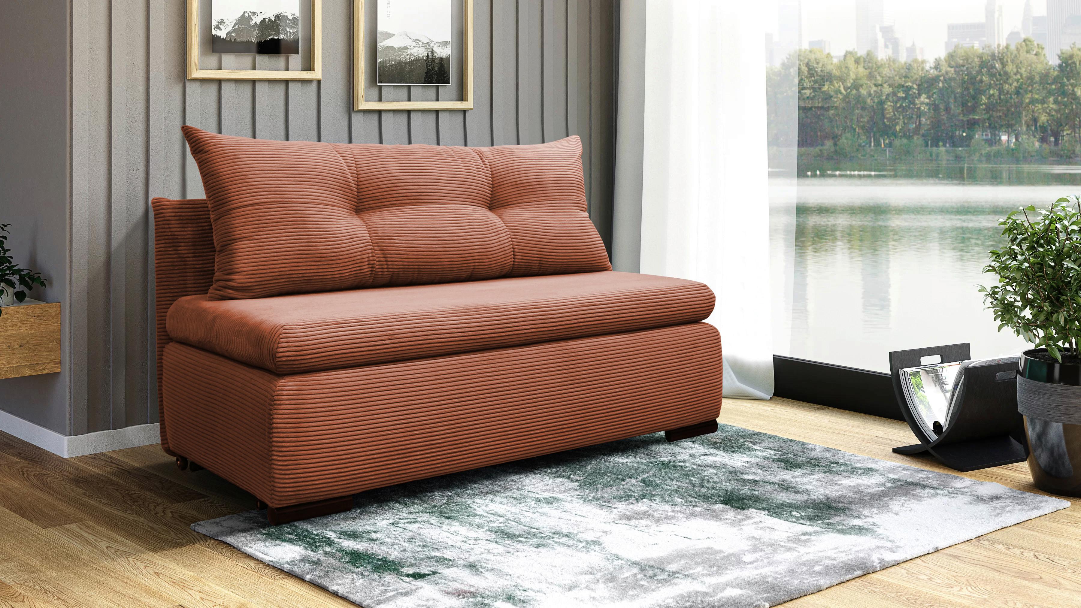Schlafsofa Mit Bettkasten Yellow B: 154 Cm Cord Koralle - Koralle/Schwarz, Design, Textil (154/93/85cm) - MID.YOU