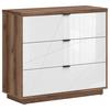 Kommode 106 cm Forn Chest Of Drawers, Eiche Dekor - Eichefarben/Weiß Hochglanz, Design, Holzwerkstoff (106/93/42,5cm)