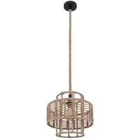 Hängeleuchte H: 120 cm 1-Flammig - Schwarz/Braun, Basics, Naturmaterialien/Metall (35/120cm) - Globo