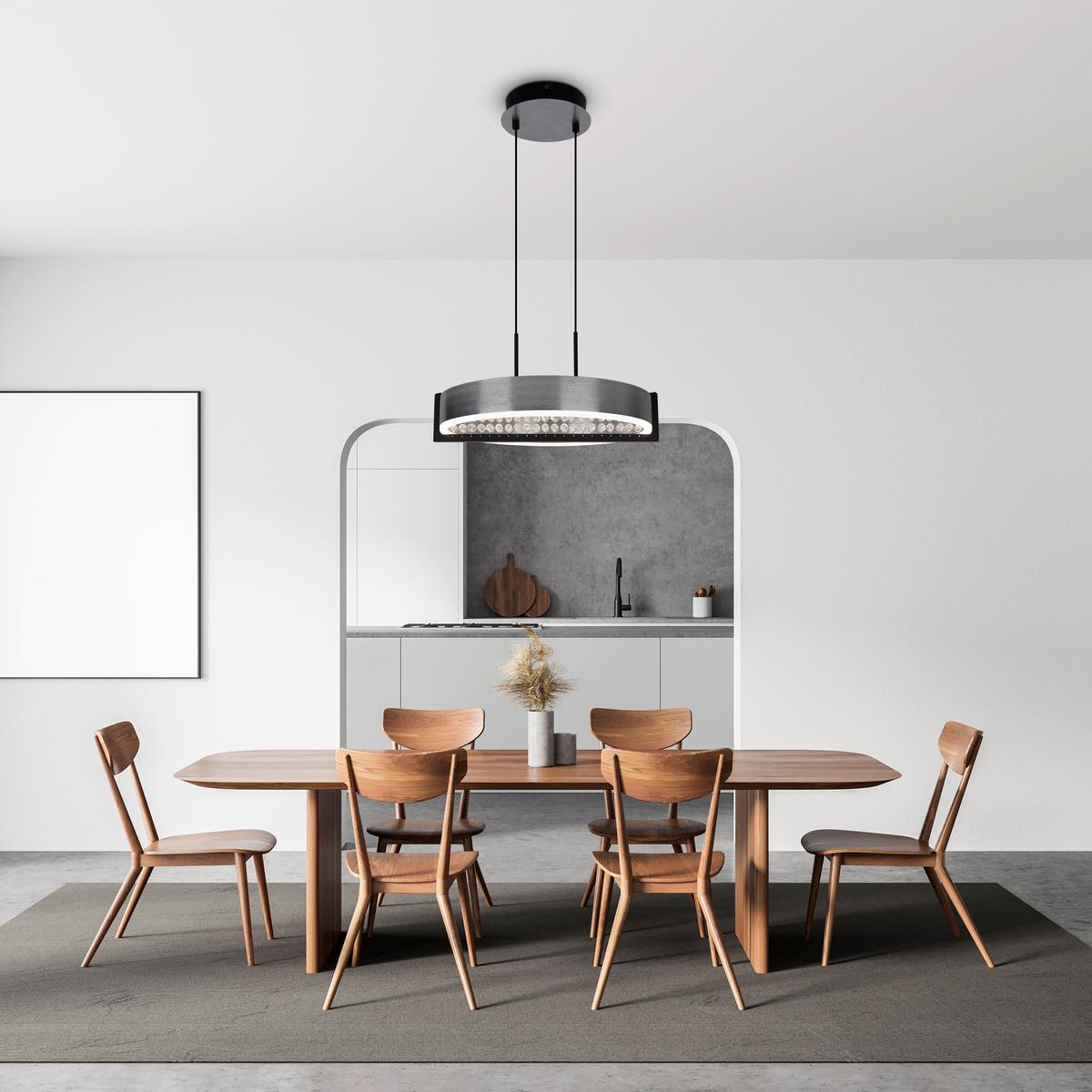 Led-pendelleuchte Inkl. Fernbedienung - Chromfarben/Schwarz, Design, Kunststoff/Metall (53,2/50/120cm) - Näve