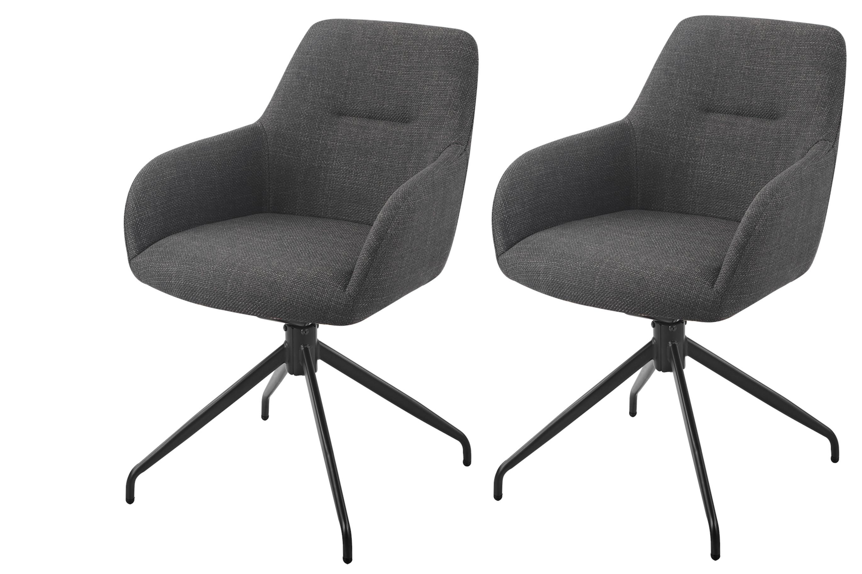 Armlehnstuhl-Set Triest S 2er-Set - Anthrazit/Schwarz, MODERN, Textil/Metall (56/83/60cm) - MID.YOU