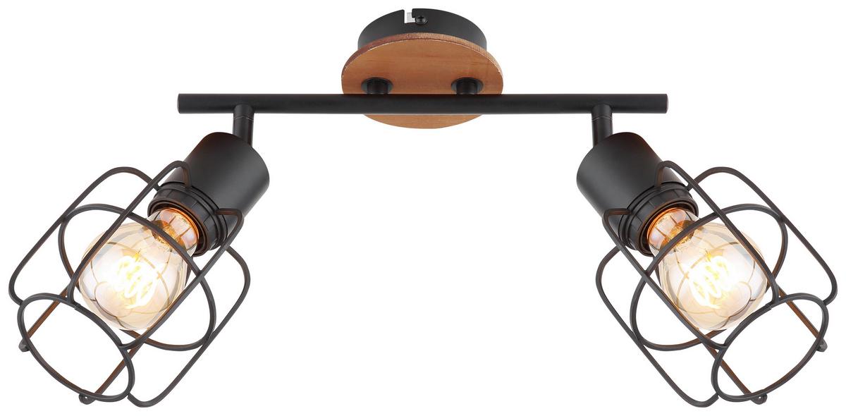 Strahler Willa 2-Flammig verstellbar L: 30 cm - Schwarz/Braun, Basics, Holz/Metall (30/11/24cm) - Globo