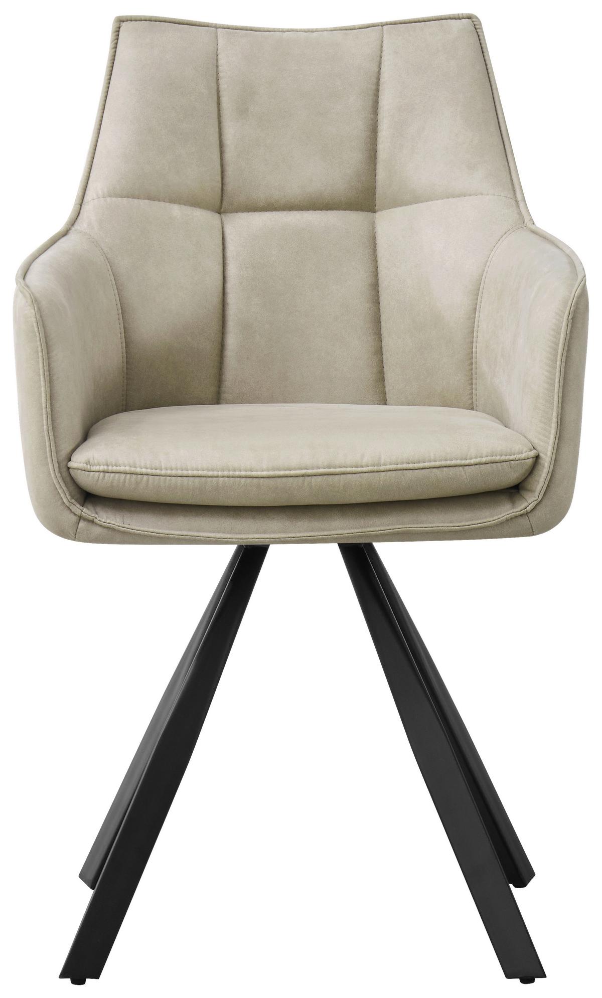 Armlehnstuhl Luna drehbar beige, B: 57cm - Beige/Schwarz, MODERN, Holz/Textil (57/90/62cm)