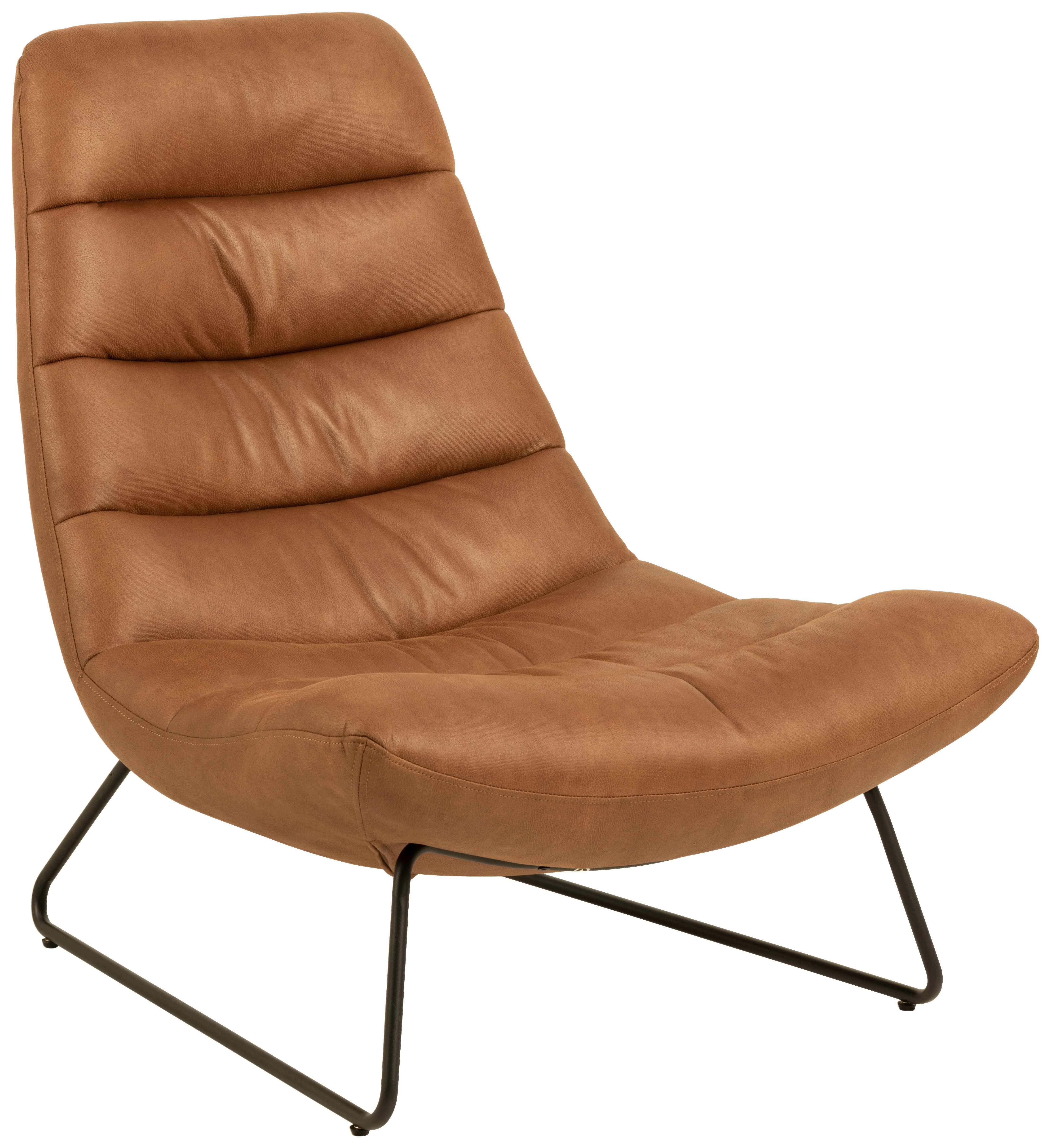 Sessel Milford - Cognac/Schwarz, Design, Textil (82,5/97/93cm) - Livetastic