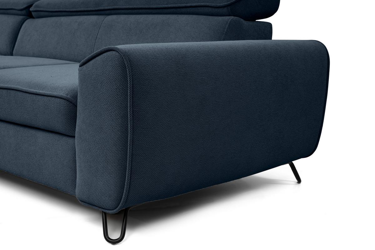 Rohová sedačka IDYLLA, levá tmavě modrá,úl.prostor,lůžko - černá/tmavě modrá, Design, kov/textil (200/250cm)