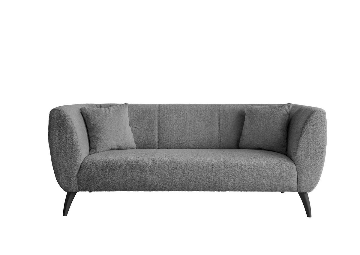 3-Sitzer-Sofa Colori Anthrazit Rücken Echt - Anthrazit/Schwarz, MODERN, Textil (208/83/88cm) - MID.YOU