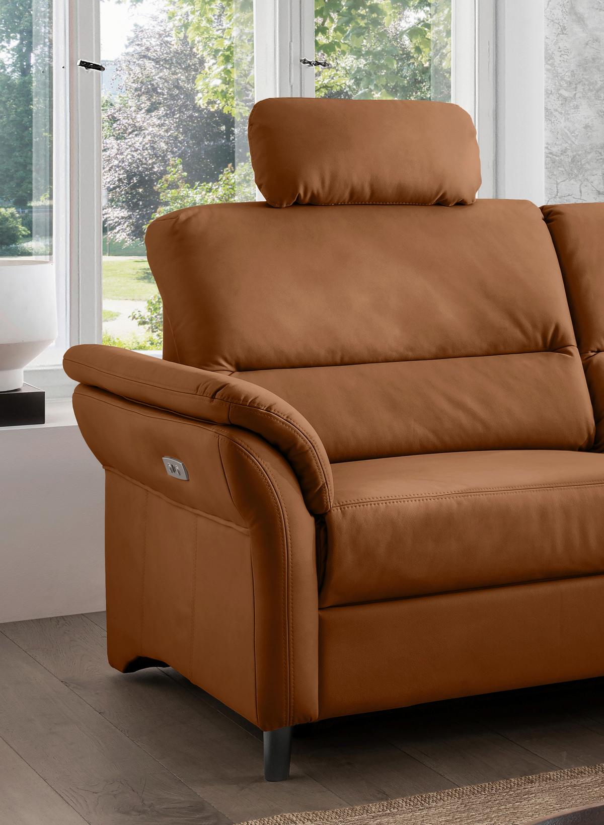 3-Sitzer-Sofa Cavoli, Cognac L B: 192 cm - Cognac/Schwarz, MODERN, Textil (192/90/89cm) - Livetastic