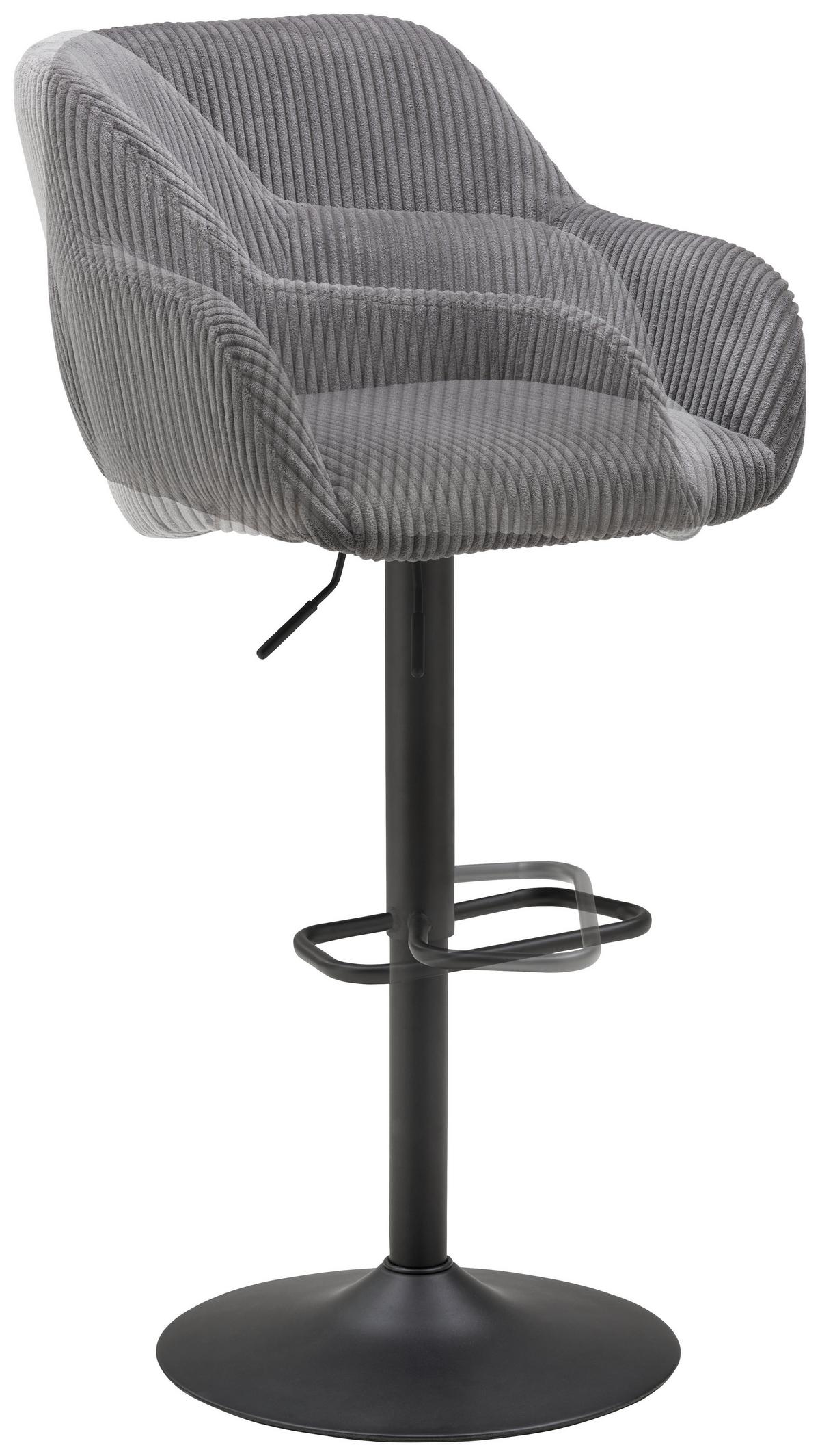 Barhocker Kiana - Schwarz/Grau, LIFESTYLE, Textil/Metall (44/95-117/55cm) - Livetastic