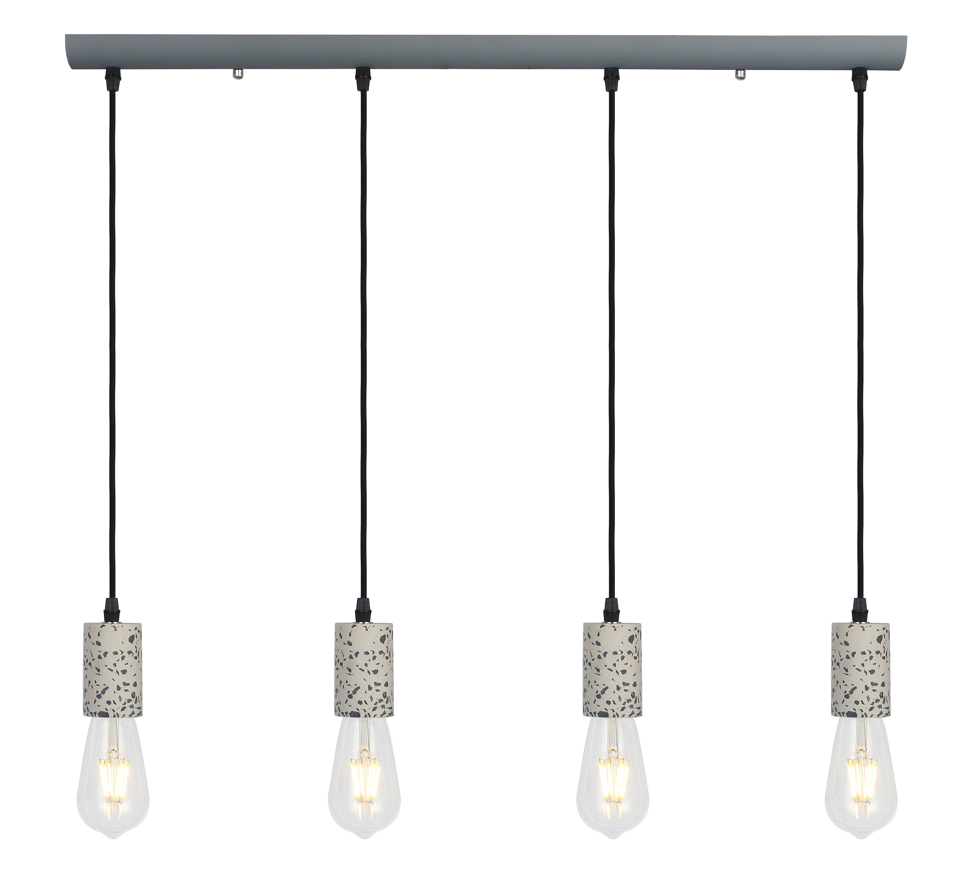 Hängeleuchte Edmund H: 120 cm 4-Flammig, Metall/ Stein - Grau, Basics, Stein/Metall (80/5,5/120cm) - Globo