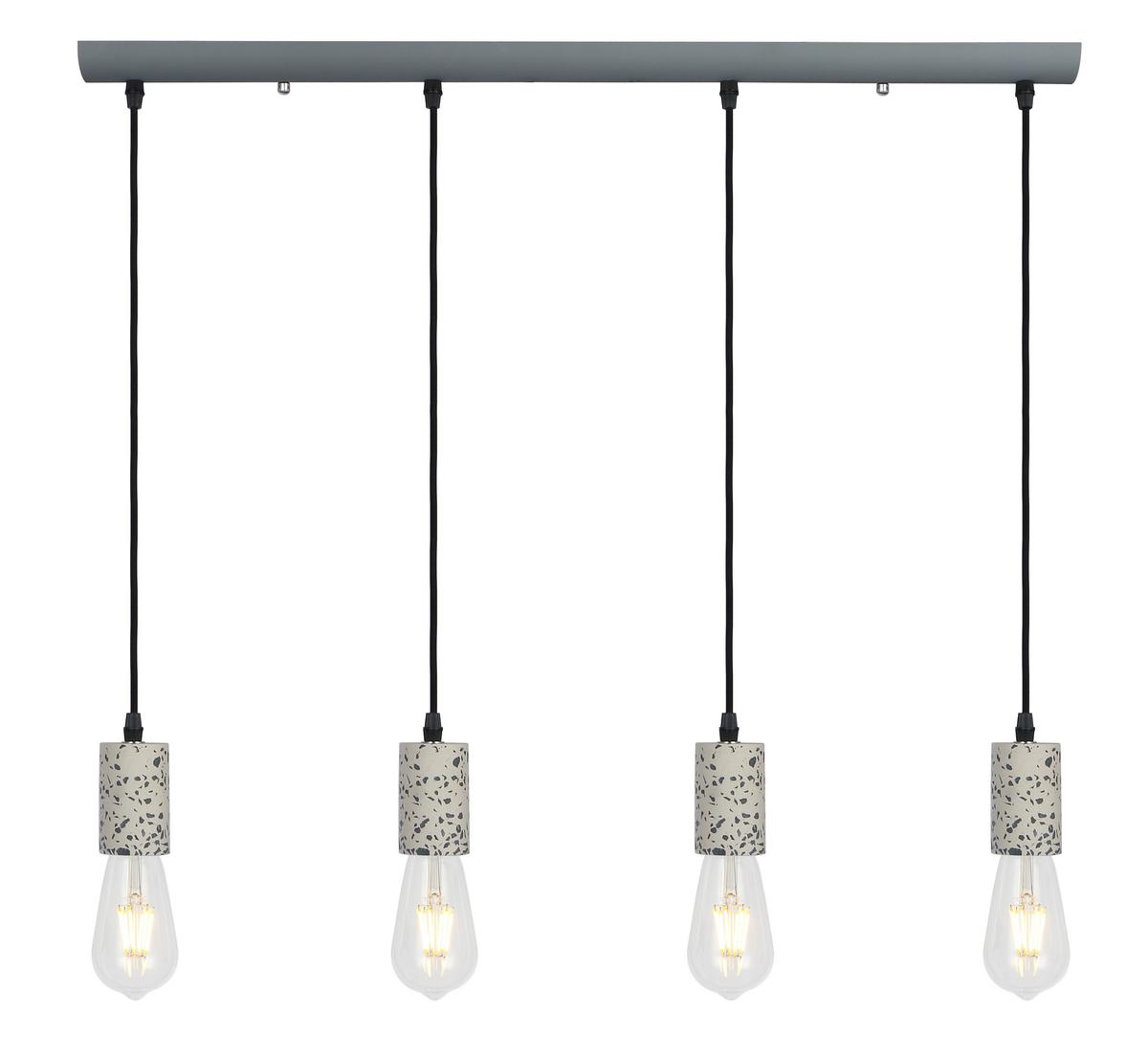 Hängeleuchte Edmund H: 120 cm 4-Flammig, Metall/ Stein - Grau, Basics, Stein/Metall (80/5,5/120cm) - Globo