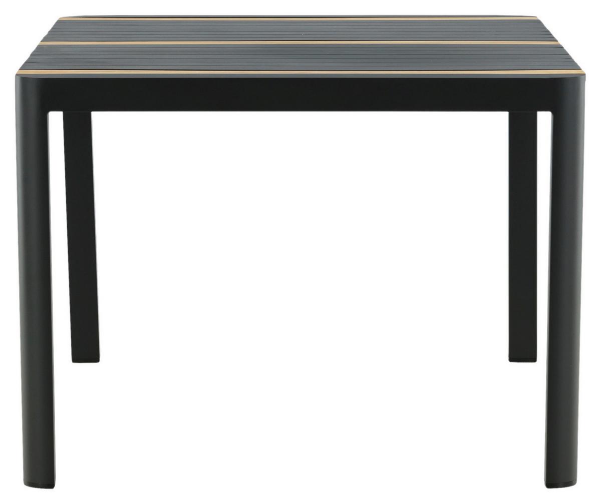 Gartentisch Togo Teakholz/Metall L 90 cm - Schwarz, KONVENTIONELL, Holz/Metall (90/75/150cm) - Gardenson