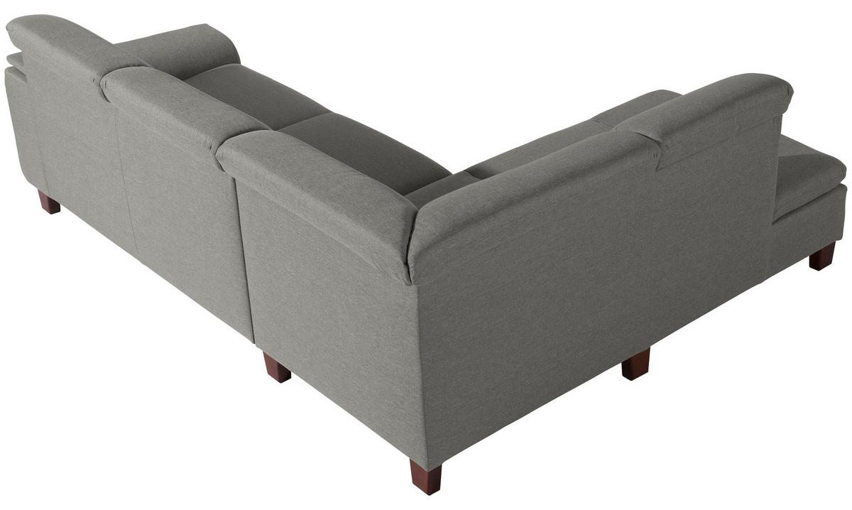 Ecksofa Aaron Hellgrau Flachgewebe - Nussbaumfarben/Hellgrau, Design, Textil (247/82/187cm) - Max Winzer