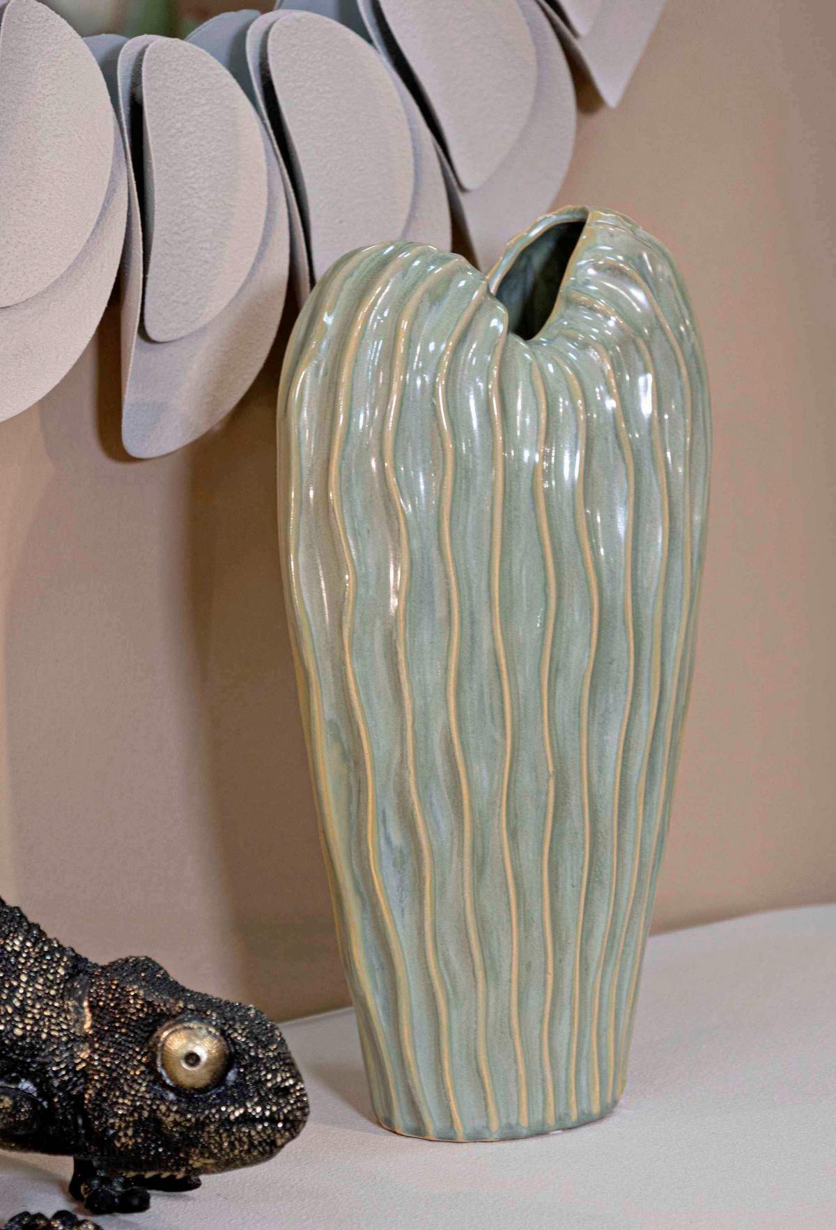 Vase Venice Grün B: 22 cm - Grün, Basics, Keramik (22/39 /10cm)